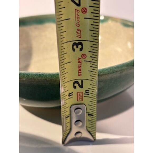 Pier 1 Crackle Collection Distressed Coupe Cereal Bowl Pottery Green Tan 6.75" - Picture 10 of 12